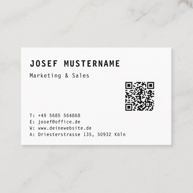 Tarjeta De Visita Einfache Elegante QR Code Visitenkarten Vorlage (Anverso)