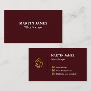 Tarjeta De Visita Ejecutivo Gerente de Oficina Burgundy Oro de Lujo