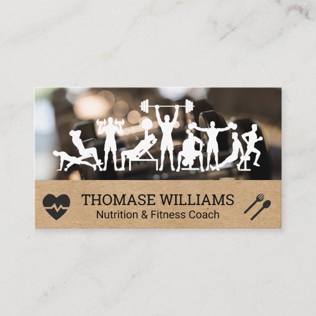 Tarjeta De Visita Ejercicios en el gimnasio | Fitness Workout (Anverso)