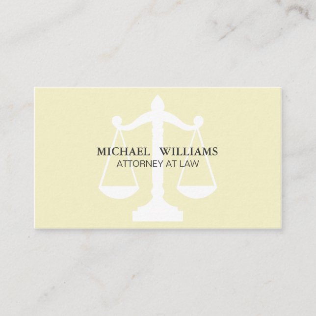 Tarjeta De Visita El Abogado Elegante Limpia Clásico Nata Simple Ley (Anverso)