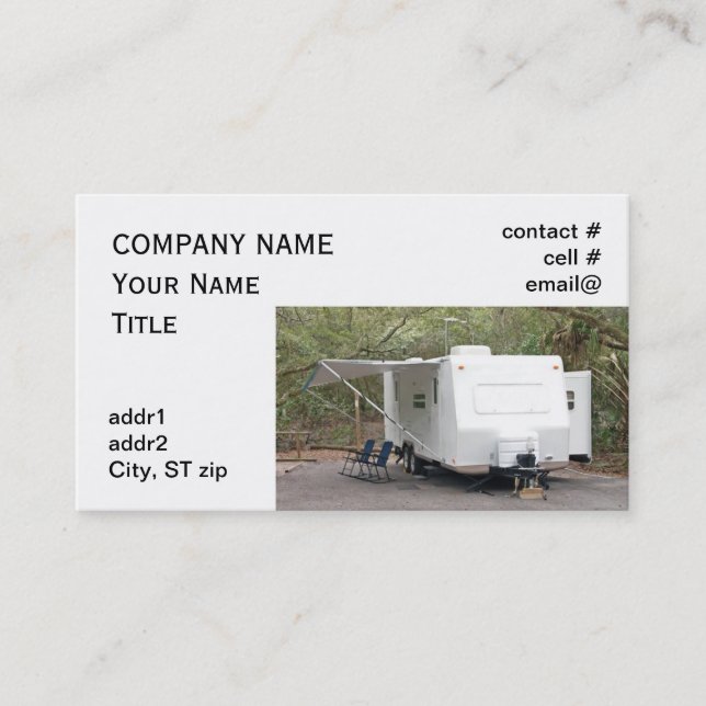 Tarjeta De Visita el acampar del remolque (Anverso)