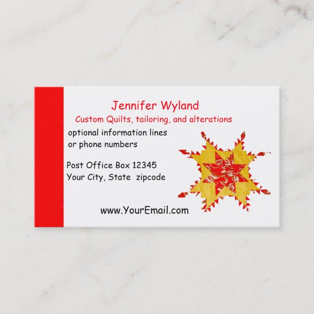 Tarjeta De Visita El acolchar, alteraciones, artes, cosiendo (Anverso)