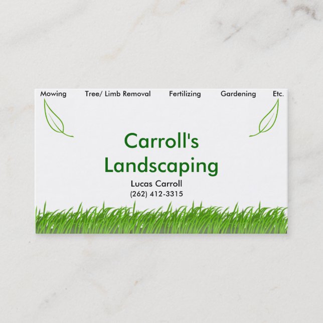 Tarjeta De Visita El ajardinar de Carroll (Anverso)