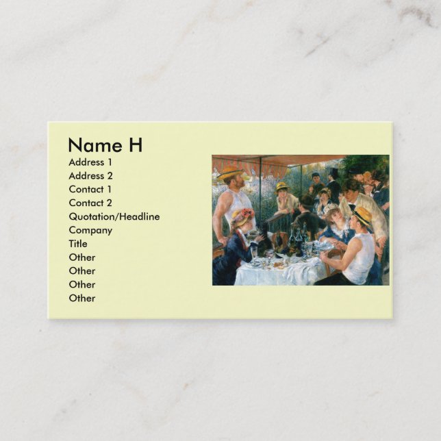 Tarjeta De Visita El alumerzo de Renoir del fiesta del canotaje (Anverso)