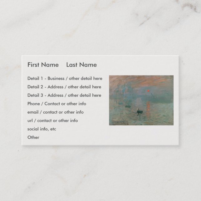 Tarjeta De Visita El amanecer de la impresión de Claude Monet (levan (Anverso)