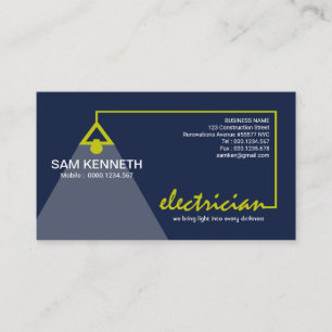 Tarjeta De Visita El amarillo elegante simple del electricista ata