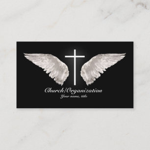 Tarjeta De Visita El ángel cruzado blanco religioso se va volando la