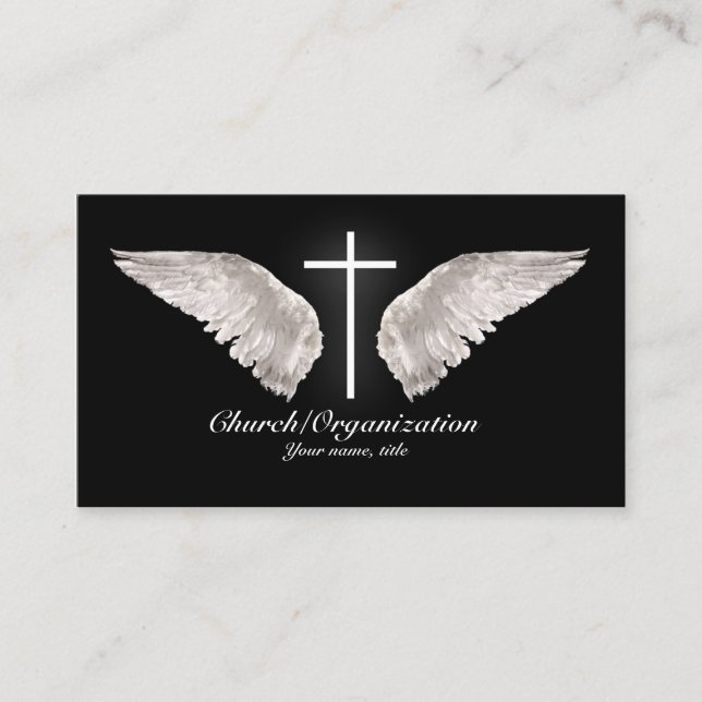 Tarjeta De Visita El ángel cruzado blanco religioso se va volando la (Anverso)