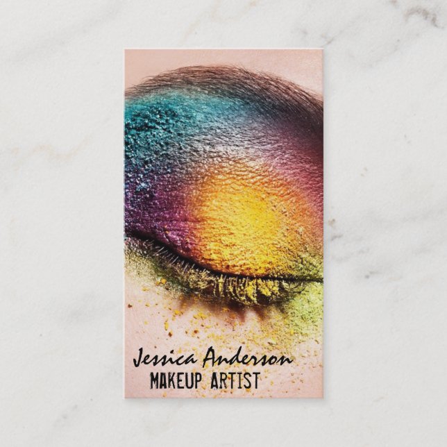 Tarjeta De Visita El arco iris observa al artista de maquillaje (Anverso)