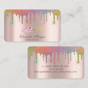 Tarjeta De Visita El arcoiris arrastra la panadería Flores de Whisk
