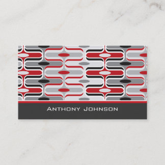 Tarjeta De Visita El art déco retro de la MOD zigzaguea negro rojo