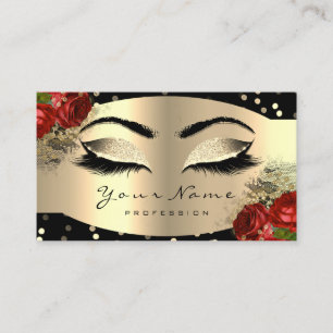Tarjeta De Visita El artista de maquillaje brillante del oro azota