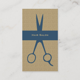 Tarjeta De Visita El azul beige elegante simple Scissor al estilista