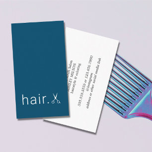 Tarjeta De Visita El blanco azul elegante mínimo Scissors al