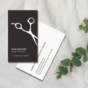 Tarjeta De Visita El blanco negro elegante simple Scissor al