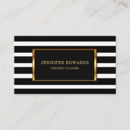 Tarjeta De Visita El blanco negro moderno raya al profesional del