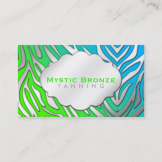 Tarjeta De Visita El broncear azul y verde de neón/salón del