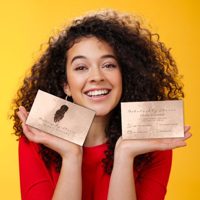 Tarjeta De Visita El cabello de maquillaje azota a la sirena marfil  (Makeup Hair Dresser Lashes Mermaid Ivory Bronze Business Card)