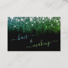 Tarjeta De Visita El cabello y el maquillaje luminoso Purpurina Verd