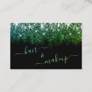 Tarjeta De Visita El cabello y el maquillaje luminoso Purpurina Verd