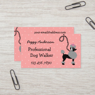 Tarjeta De Visita El caminar moderno retro del mascota del caniche