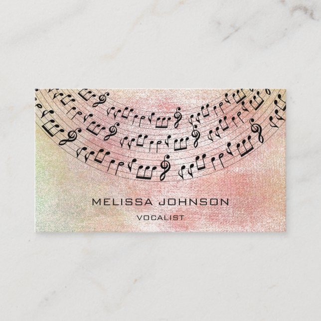 Tarjeta De Visita El cantante musical componente pianista Peach Past (Anverso)