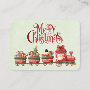 Tarjeta De Visita El caprichoso tren de navidad vintage con juguetes