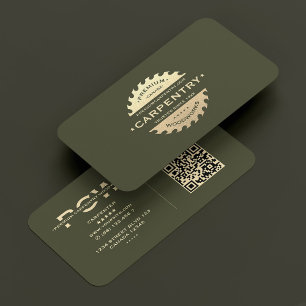 Tarjeta De Visita El Carpintero Ejército Oro Verde Vio Moderno
