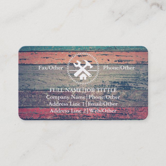 Tarjeta De Visita El carpintero profesional del constructor equipa (Anverso)