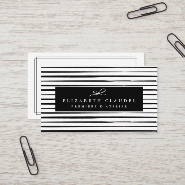 Tarjeta De Visita El cepillo blanco y negro moderno frota (Anverso/Reverso In Situ)
