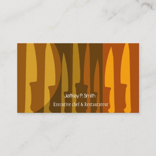 Tarjeta De Visita El cocinar culinario del cuchillo del cocinero del (Anverso)