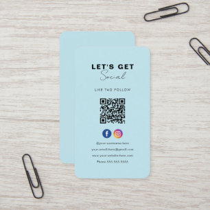 Tarjeta De Visita El código Qr azul suave minimalista se conecta con