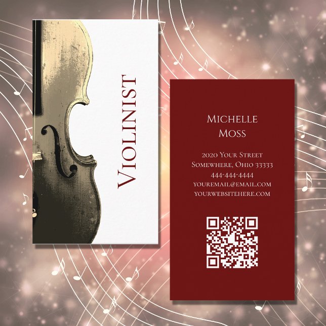 Tarjeta De Visita El código QR del artista del violín musical Elegan (Subido por el creador)