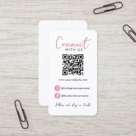 Tarjeta De Visita El código QR profesional blanco rosado se conecta 