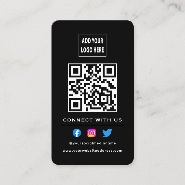 Tarjeta De Visita El Código QR Sigue El Escáner Para Conectarse Con  (Anverso)
