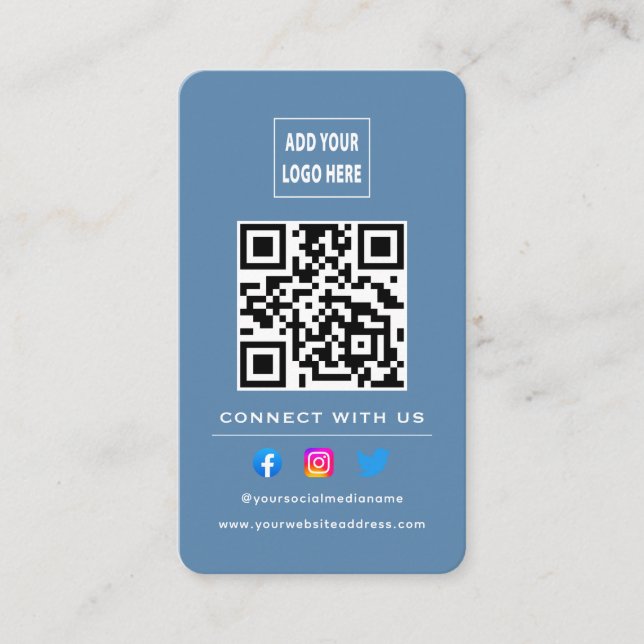Tarjeta De Visita El Código QR Sigue El Escáner Para Conectarse Con  (Anverso)
