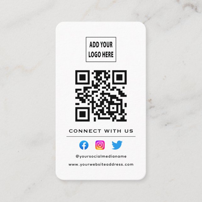 Tarjeta De Visita El Código QR Sigue El Escáner Para Conectarse Con  (Anverso)