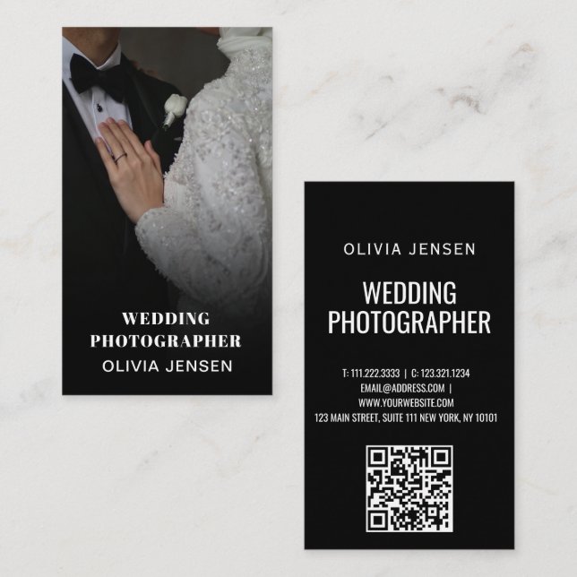 Tarjeta De Visita El collage de fotos de fotógrafos bodas modernos e (Anverso / Reverso)