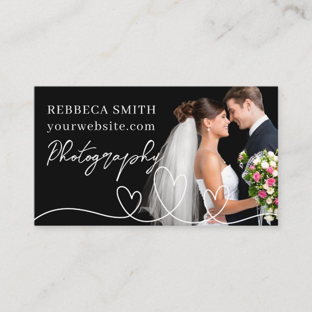 Tarjeta De Visita El collage de fotos de fotógrafos bodas modernos e (Anverso)