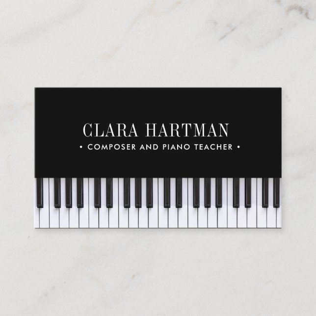 Tarjeta De Visita El compositor musical Piano Keys Icono social (Anverso)