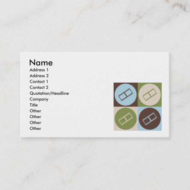 Tarjeta De Visita El corregir video del arte pop (Anverso)