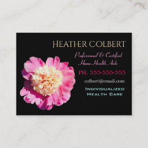 Tarjeta De Visita El cuidador Peony Pink Flower alegre profesional 