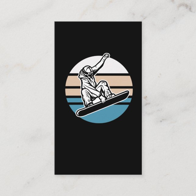 Tarjeta De Visita El deporte invernal de snowboarding Retro (Anverso)