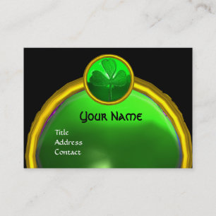 TARJETA DE VISITA EL DÍA DE SAN PATRICK: GREEN SHAMROCK GEMSTONE JE