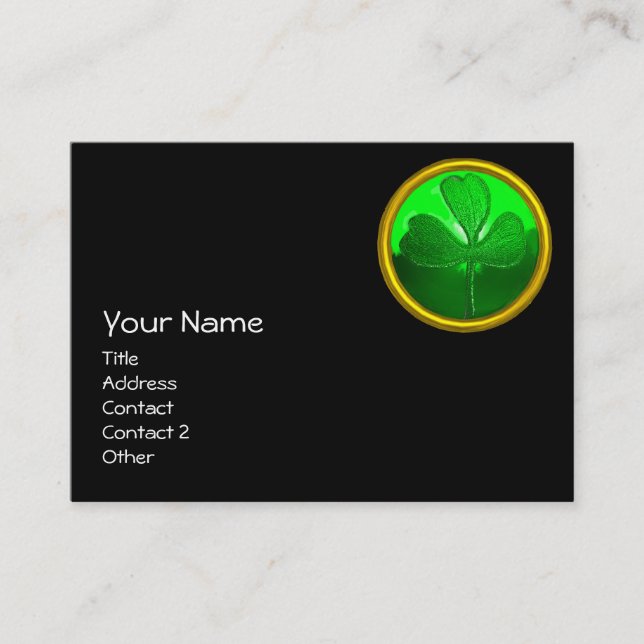 TARJETA DE VISITA EL DÍA DE SAN PATRICK: GREEN SHAMROCK GEMSTONE JEW (Anverso)