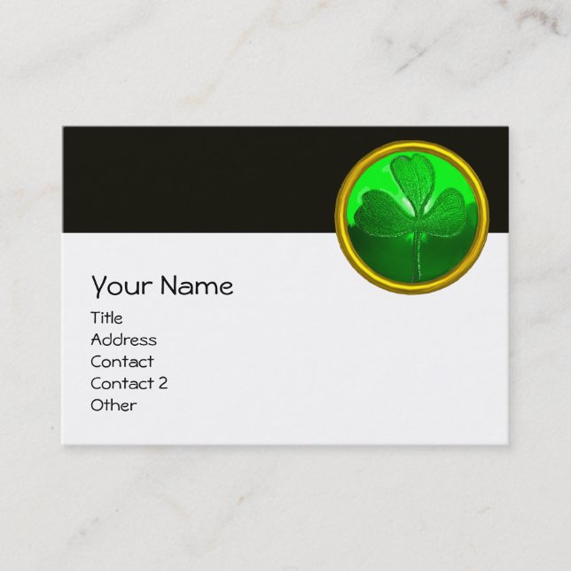 TARJETA DE VISITA EL DÍA DE SAN PATRICK: GREEN SHAMROCK GEMSTONE JEW (Anverso)