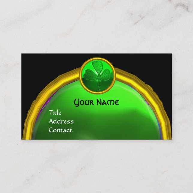 TARJETA DE VISITA EL DÍA DE SAN PATRICK: GREEN SHAMROCK GEMSTONE JEW (Anverso)