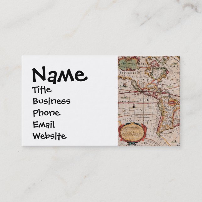 Tarjeta De Visita El diseño antiguo del mapa de Viejo Mundo del (Anverso)