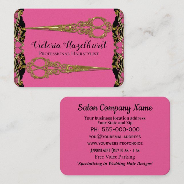 Tarjeta De Visita El doble Scissors el Barroco Hairstyist de la (Anverso / Reverso)