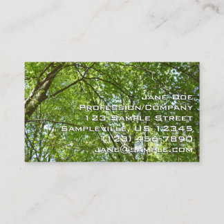 Tarjeta De Visita El dosel de la primavera deja la naturaleza verde